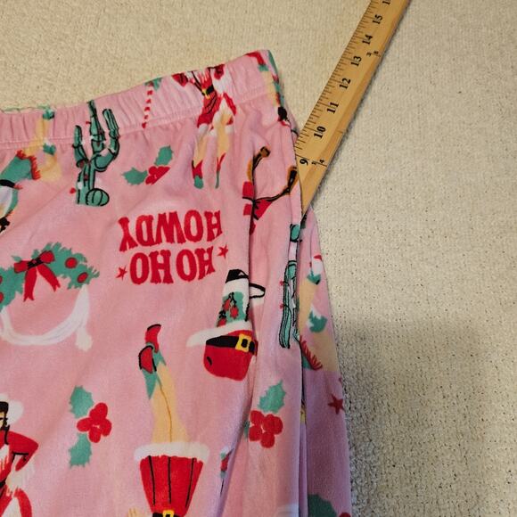 Holiday Time Pink Christmas Cowboy Fleece Pajama Lounge Pants Women’s Plus 3X - Picture 5 of 11